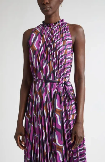 St John 70's Printed Dress In Purple