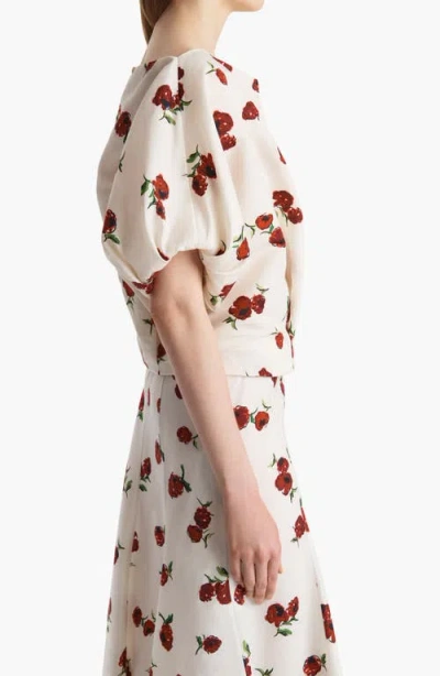 Khaite Niles Cropped Draped Silk And Cotton-blend Twill Top In White