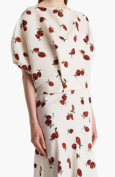 Khaite Niles Cropped Draped Silk And Cotton-blend Twill Top In White