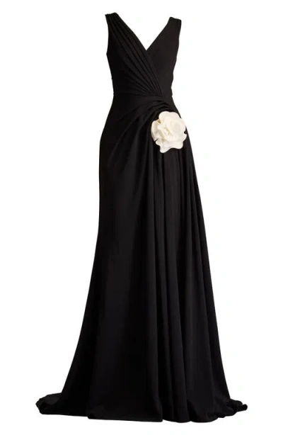 Tadashi Shoji Rosette Detail Sleeveless A-line Gown