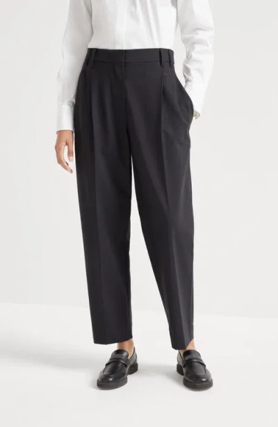 Brunello Cucinelli Virgin Wool-blend Trousers In Black
