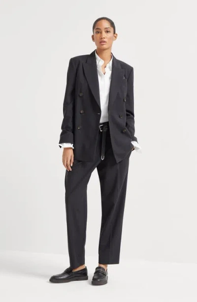 Brunello Cucinelli Virgin Wool-blend Trousers In Black
