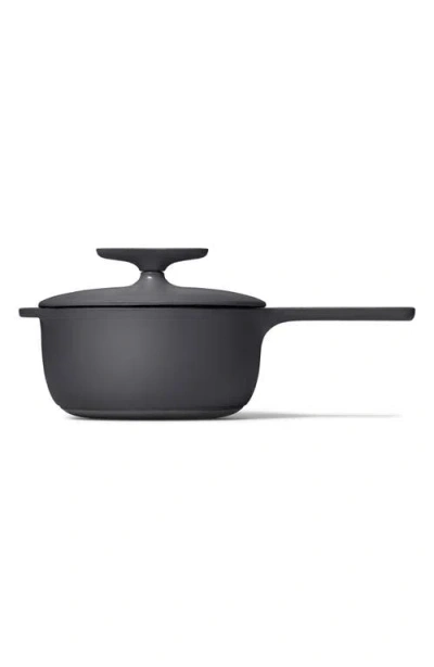 Caraway Enameled Cast Iron 1.8-quart Mini Sauce Pan With Lid In Black