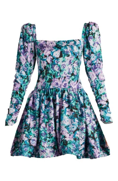 Sho By Tadashi Shoji Flora Jacquard Long Sleeve Fit & Flare Minidress