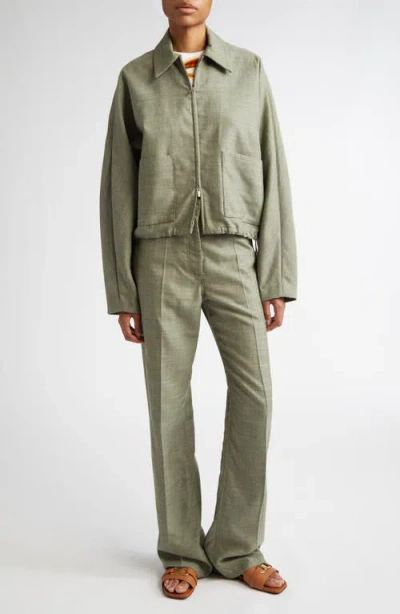 Ferragamo Straight Leg Virgin Wool & Silk Blend Pants