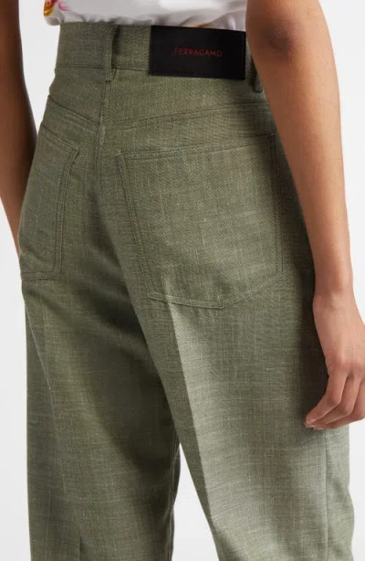 Ferragamo Straight Leg Virgin Wool & Silk Blend Pants