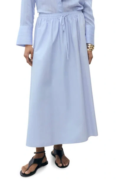 Mango Flared Cotton Skirt Sky Blue In Blue