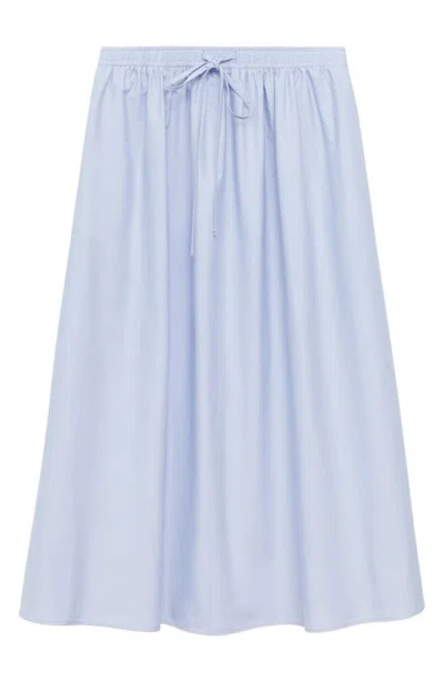 Mango Flared Cotton Skirt Sky Blue In Blue