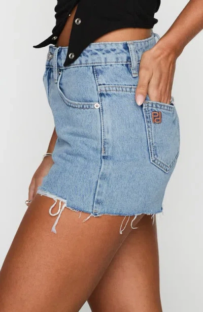Princess Polly Top Tier Ripped Denim Cutoff Shorts In Blue