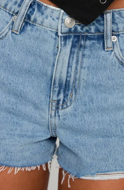 Princess Polly Top Tier Ripped Denim Cutoff Shorts In Blue