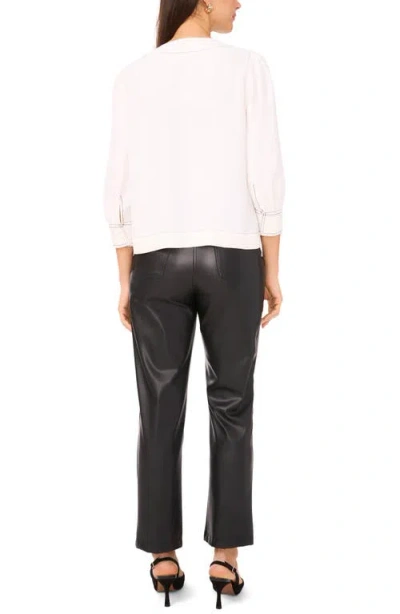 Vince Camuto Topstitched V-neck Jersey Top In Neutral