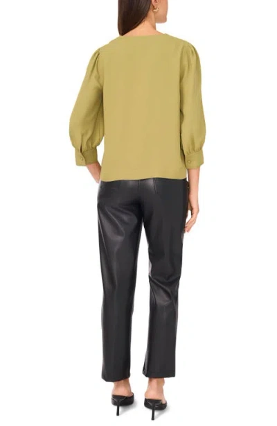 Vince Camuto Topstitched V-neck Jersey Top In Green