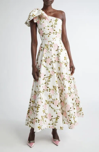 Giambattista Valli Rosier Asymmetric One-shoulder Cotton Poplin Midi Dress In Nude