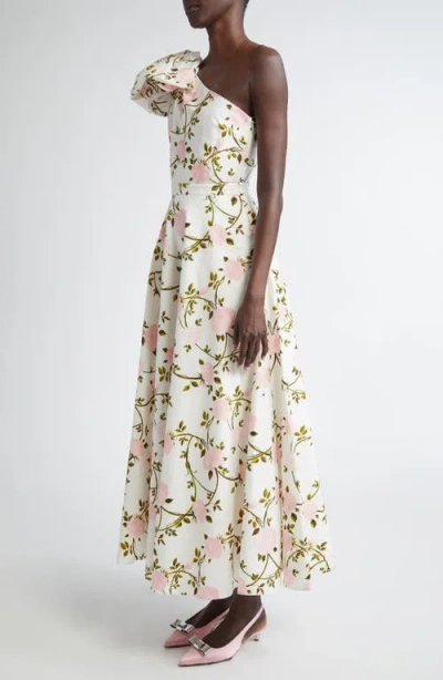 Giambattista Valli Rosier Asymmetric One-shoulder Cotton Poplin Midi Dress In Nude