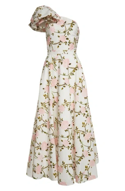 Giambattista Valli Rosier Asymmetric One-shoulder Cotton Poplin Midi Dress In Nude