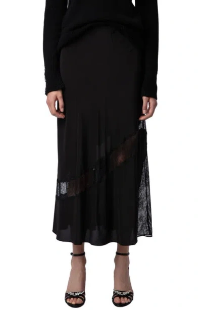 Zadig & Voltaire Jaylal Lace Trim Silk Maxi Skirt