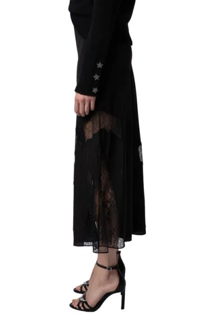 Zadig & Voltaire Jaylal Lace Trim Silk Maxi Skirt