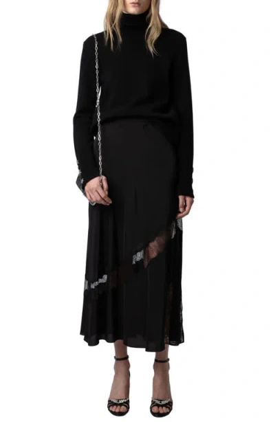 Zadig & Voltaire Jaylal Lace Trim Silk Maxi Skirt