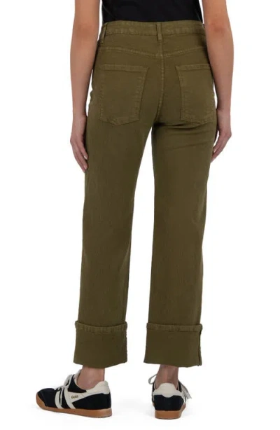 Kut From The Kloth Sienna High Waist Cuffed Hem Wide Leg Jeans In Green