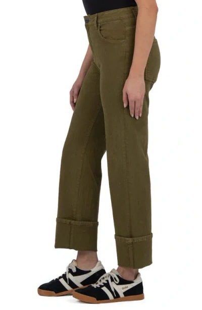 Kut From The Kloth Sienna High Waist Cuffed Hem Wide Leg Jeans In Green