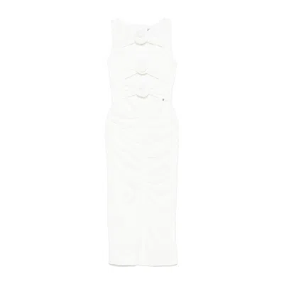Nissa Floral-appliqué Midi Dress In White