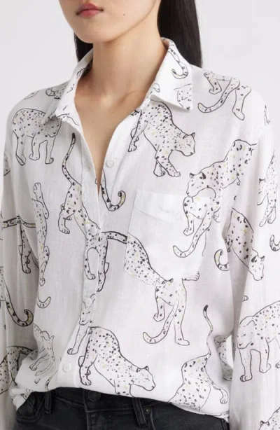 Rails Charli Linen Blend Button-up Shirt In White