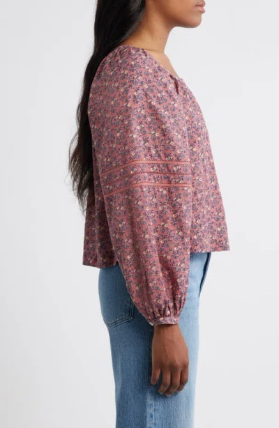 Madewell Emilina Puff Sleeve A-line Top In Pink