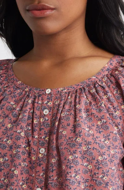 Madewell Emilina Puff Sleeve A-line Top In Pink