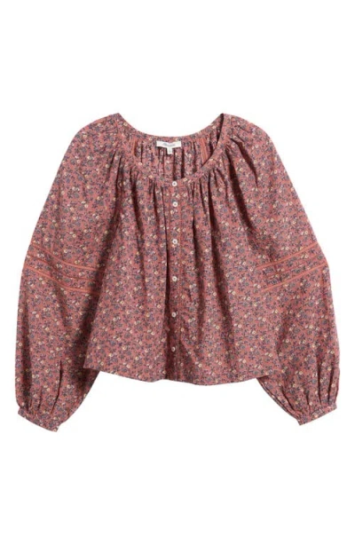 Madewell Emilina Puff Sleeve A-line Top In Pink