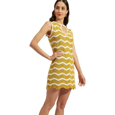 La Doublej Wavy Mini Dress Avorio / Giallo