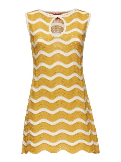 La Doublej Wavy Mini Dress Avorio / Giallo