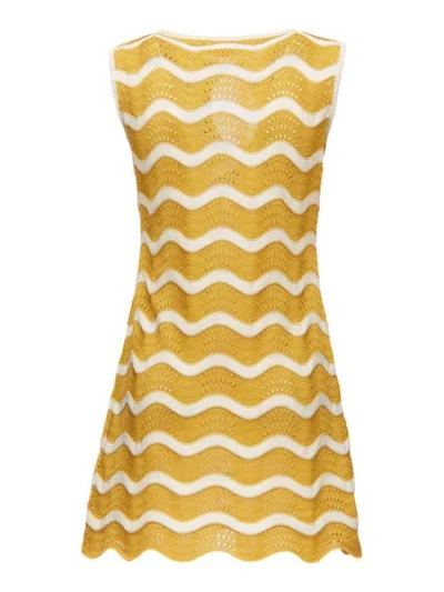 La Doublej Wavy Mini Dress Avorio / Giallo