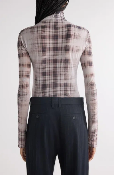 Acne Studios Denise Faded Check Seamless Funnel Neck Top In Multi