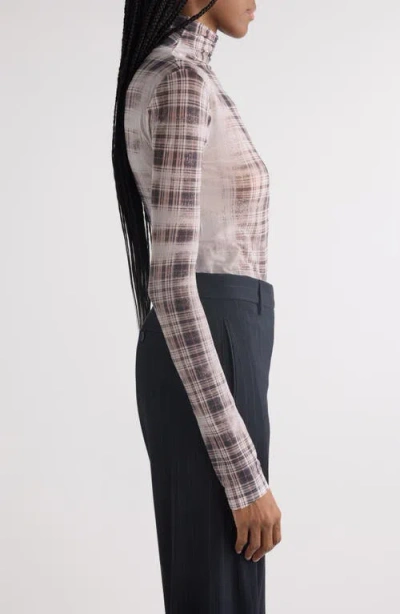 Acne Studios Denise Faded Check Seamless Funnel Neck Top In Multi