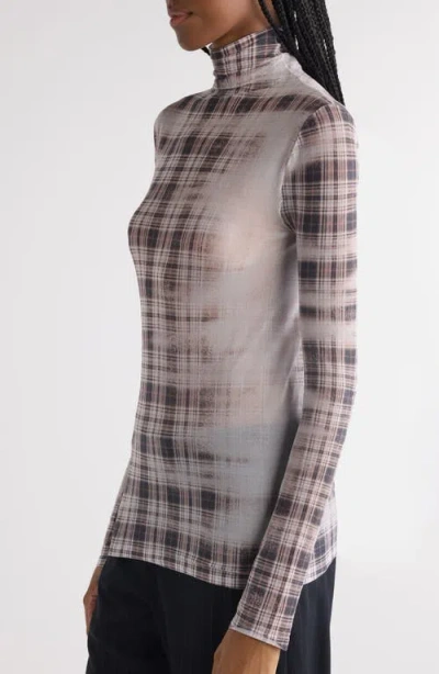 Acne Studios Denise Faded Check Seamless Funnel Neck Top In Multi