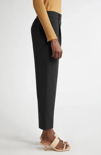 Vince Pleated Pull-on Tapered Leg Pants In Black