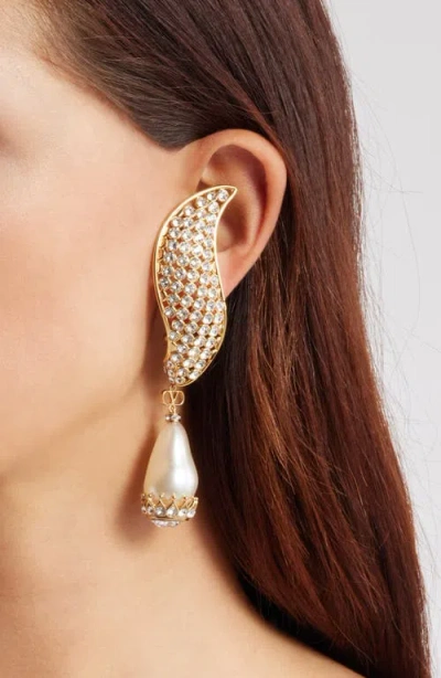 Valentino Garavani Poetiques Des Gouttes Faux Pearl & Swarovski Crystal Drop Clip-on Earrings