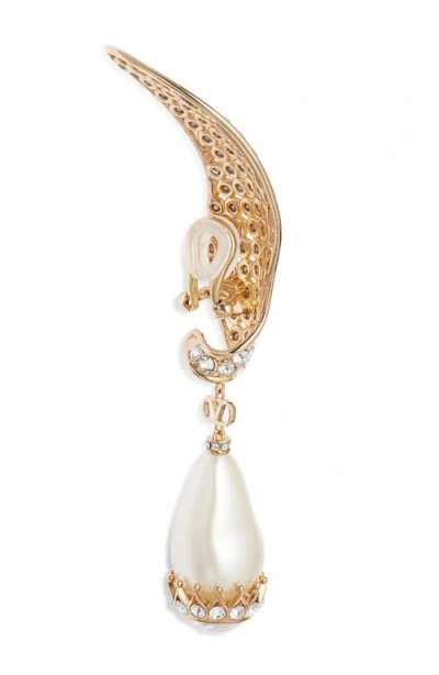 Valentino Garavani Poetiques Des Gouttes Faux Pearl & Swarovski Crystal Drop Clip-on Earrings