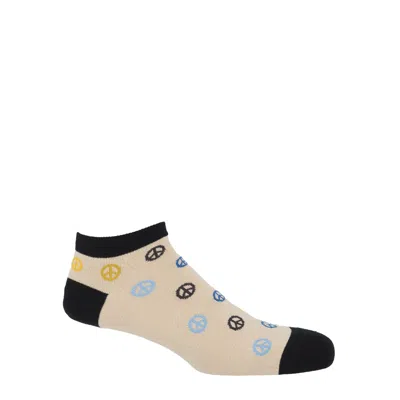 Peper Harow - Made In England Neutrals Peace Men's Trainer Socks – Beige