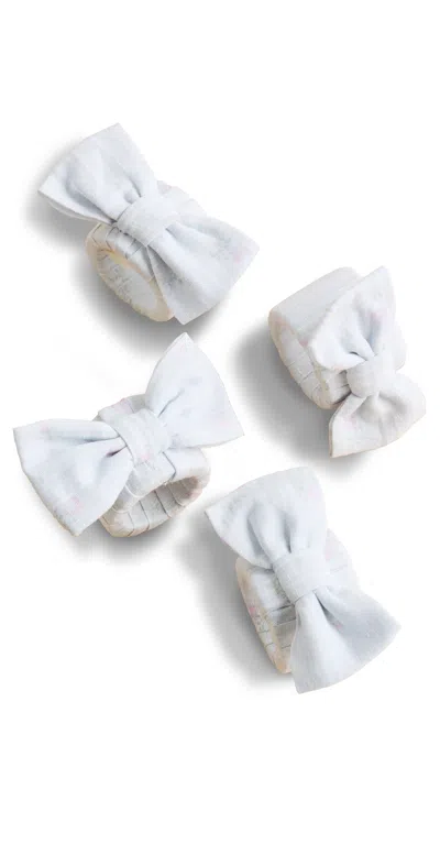 Loveshackfancy Yarn Dye Printed Bow Napkin Rings Summer Skies