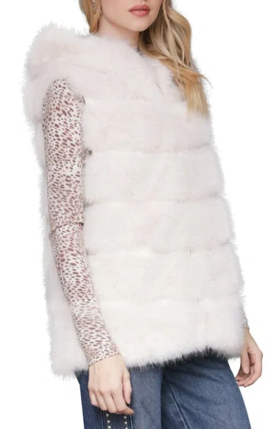 Avec Les Filles Faux Fur & Faux Leather Hooded Zip Vest