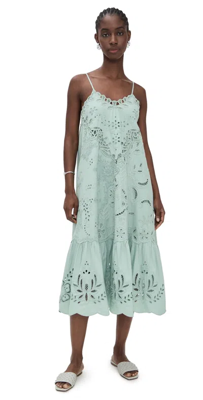 Sea Iyla Soutache Slip Midi Dress Blue In Green