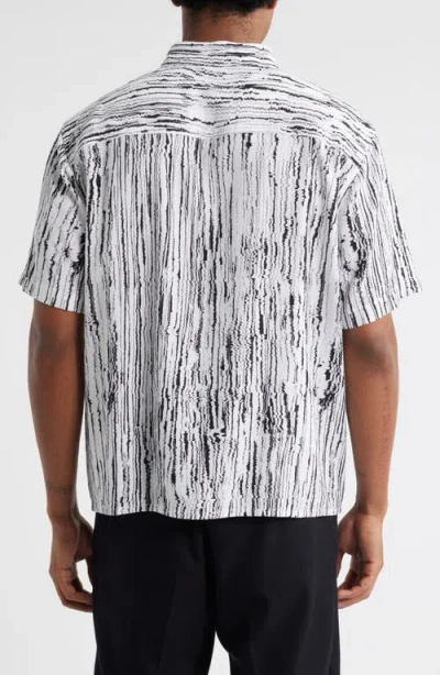 Open Edit Sizzle Stripe Short Sleeve Button-up Shirt In Gray