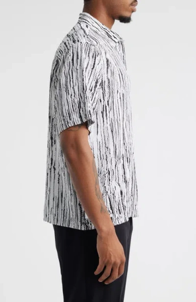 Open Edit Sizzle Stripe Short Sleeve Button-up Shirt In Gray