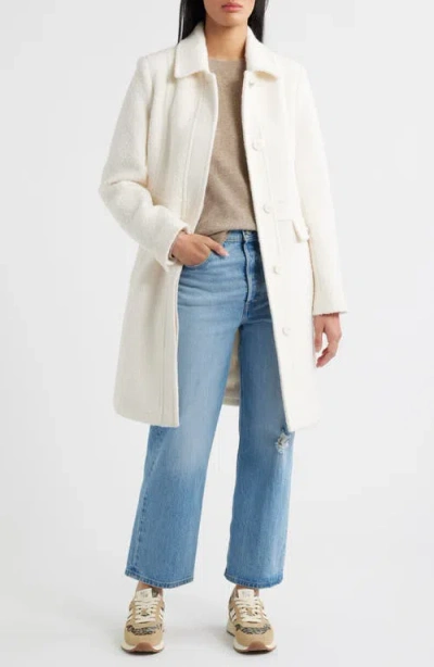 Sam Edelman Bouclé Longline Coat In White