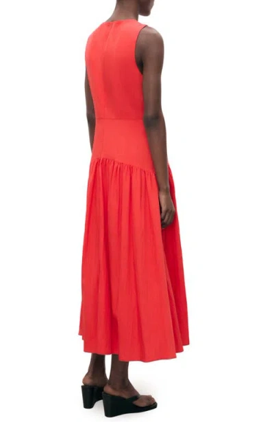 Mango Long Dress With Gathered Hem Intense Red In Red