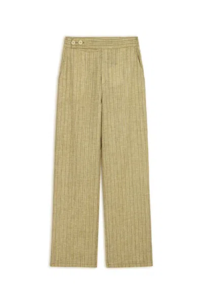 Nocturne Linen Striped High-waist Pants In Yellow