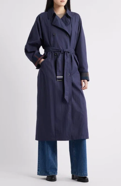 Bernardo Longline Rain Trench Coat In Blue