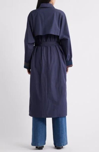 Bernardo Longline Rain Trench Coat In Blue