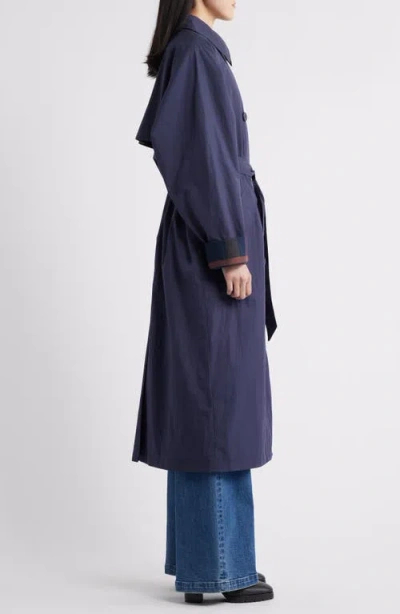Bernardo Longline Rain Trench Coat In Blue